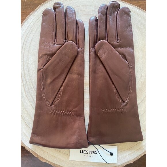 Hestra Womens Gloves Size 7 Chestnut Leather Soft Wool Lining NWT - Picture 3 of 10